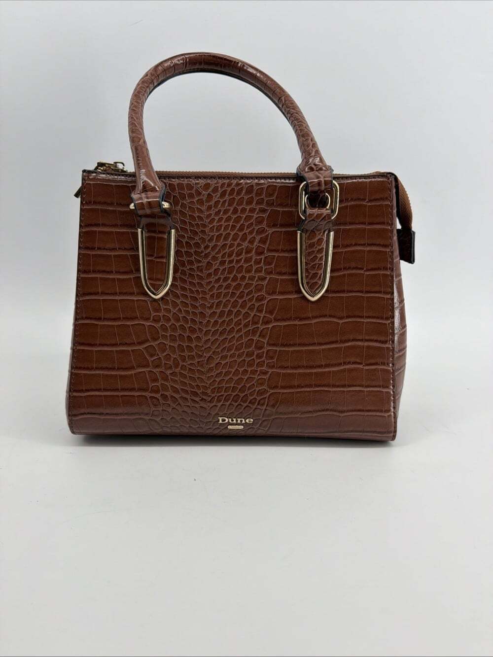 Dune London Brown Hand Bag Purse Faux Croc Skin No Strap